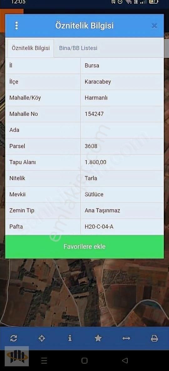 Karacabey Harmanlı'da Satılık Tarla