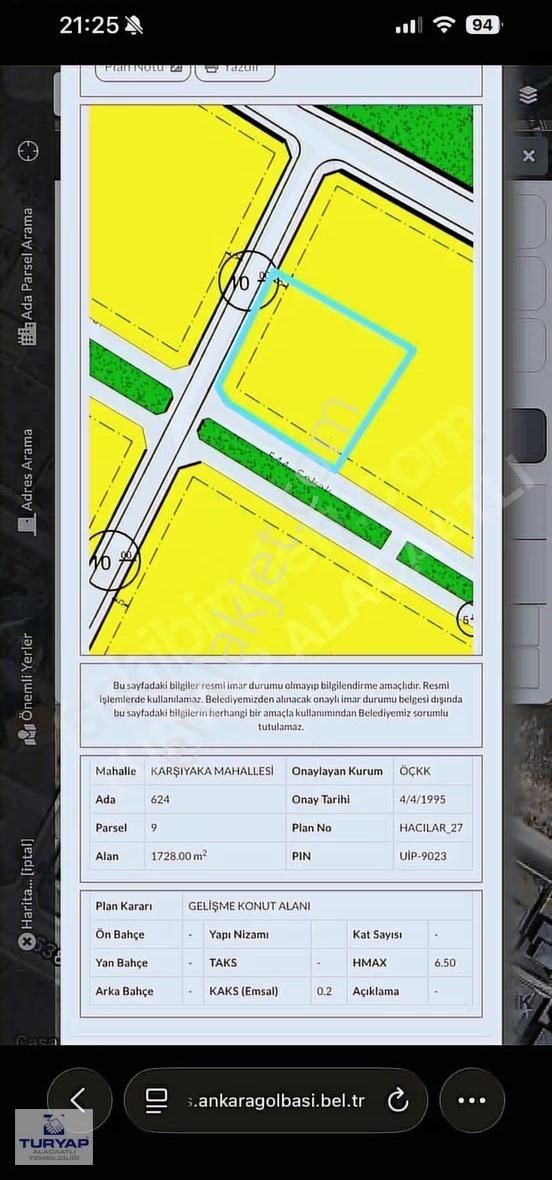 Gölbaşı Hacılar Casa Mia Mogan Villaları Önünde Satılık Köşe - Görsel 7