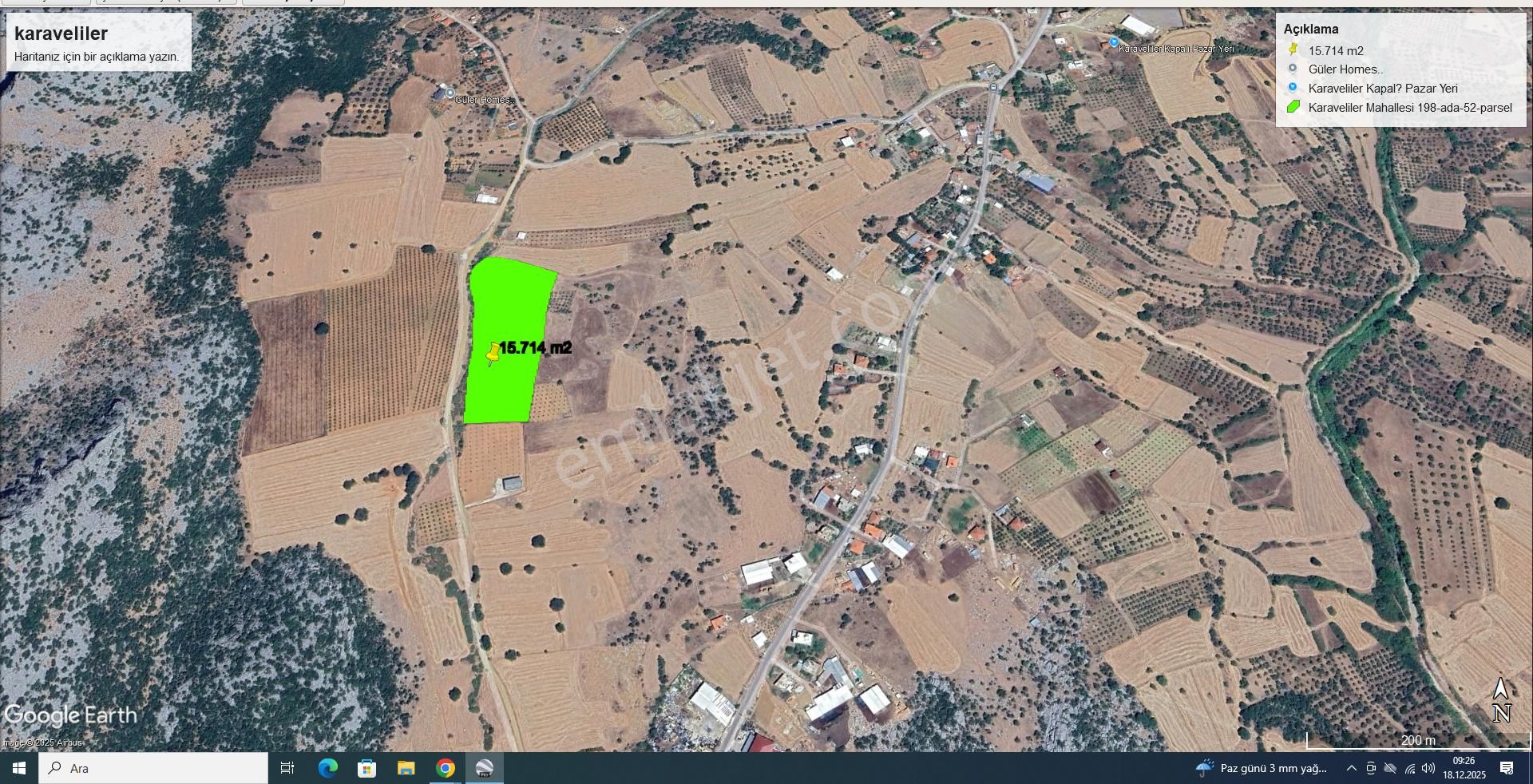 Döşemealtı Karaveliler De Yolu Suyu Mevcut Harika Tarla