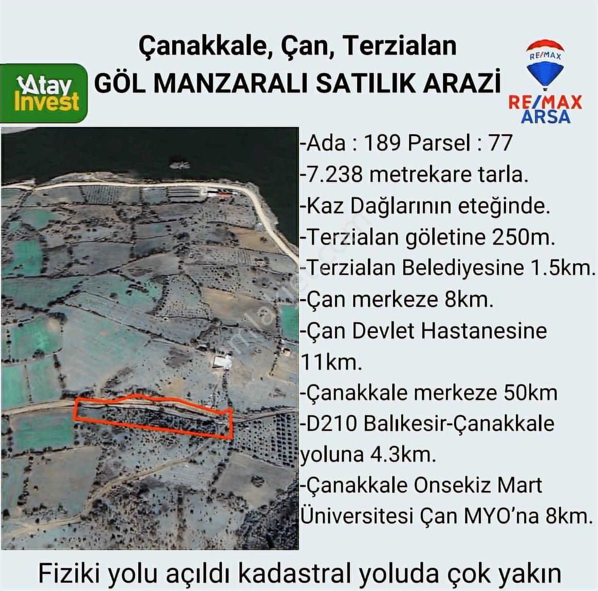 Çan/terzialan, Kısmi Göl Manzaralı, Yol Cepheli, Satılık Arazi - Görsel 2