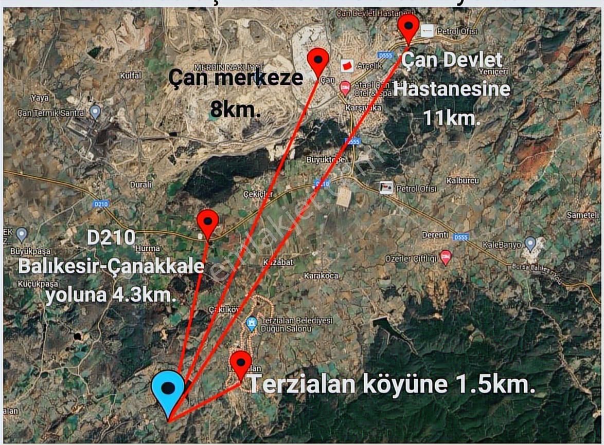 Çan/terzialan, Kısmi Göl Manzaralı, Yol Cepheli, Satılık Arazi - Görsel 6