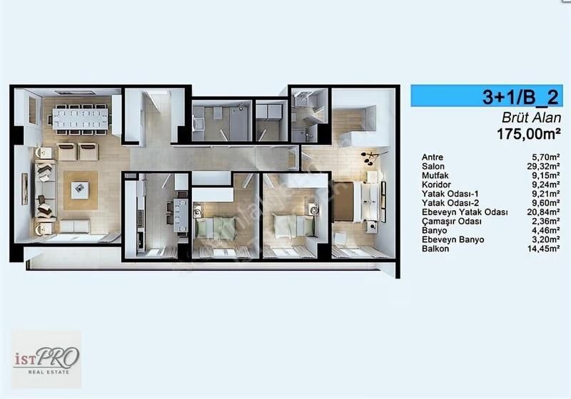 N Logo | 7. Kat 3+1 | 170 M² Brüt , 127 M² Net | Özel Tasarım - Görsel 29