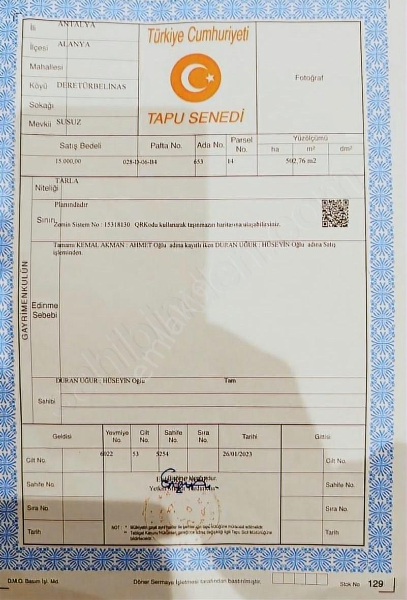 Acil İhtiyaçtan Satılık Arsa 502m2 Alanya Dereköy Yaylası - Görsel 3