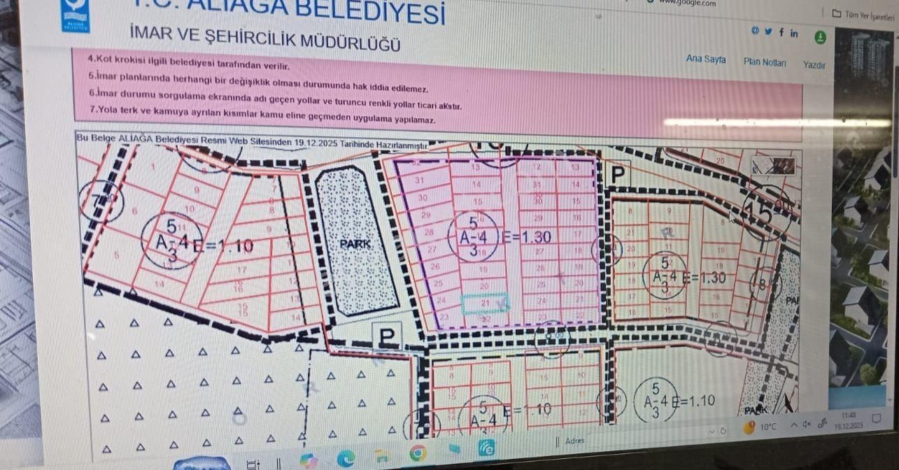 Aliağa Cindere Mevkiinde Satılık Arsa