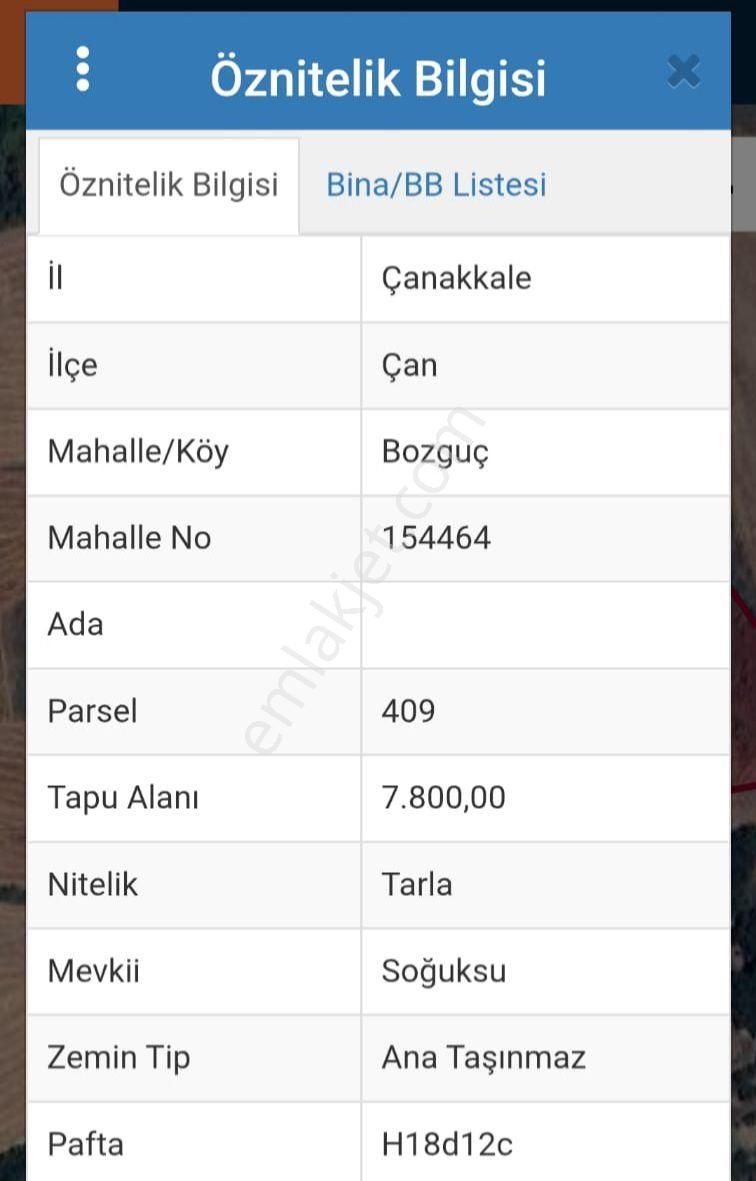 Çanakkale Çan Bozguç Köyünde Satılık Tarla - Görsel 3