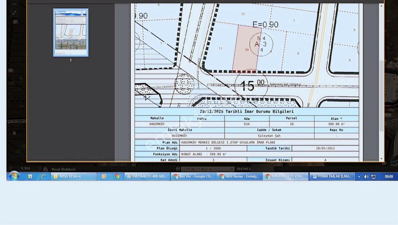 A.köy Hadımköy Mh İnşaatlık Ve Yatırımlık 400 Metre Arsa. - Görsel 2