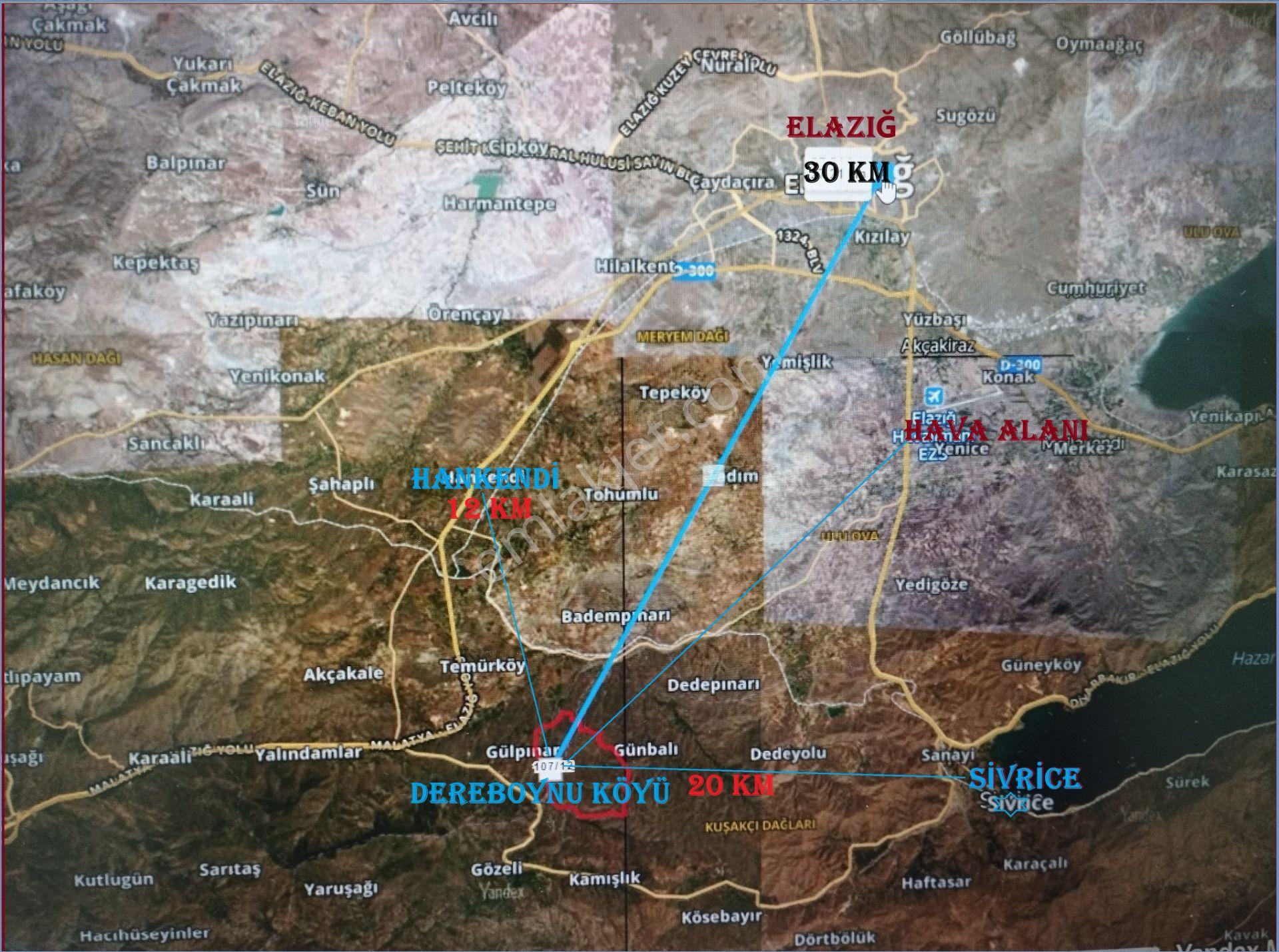 Elazığ Sivrice Dereboynu-teştek Köyü Hayvancılık-hes Uygun Satılık Büyük Parsel Tarla