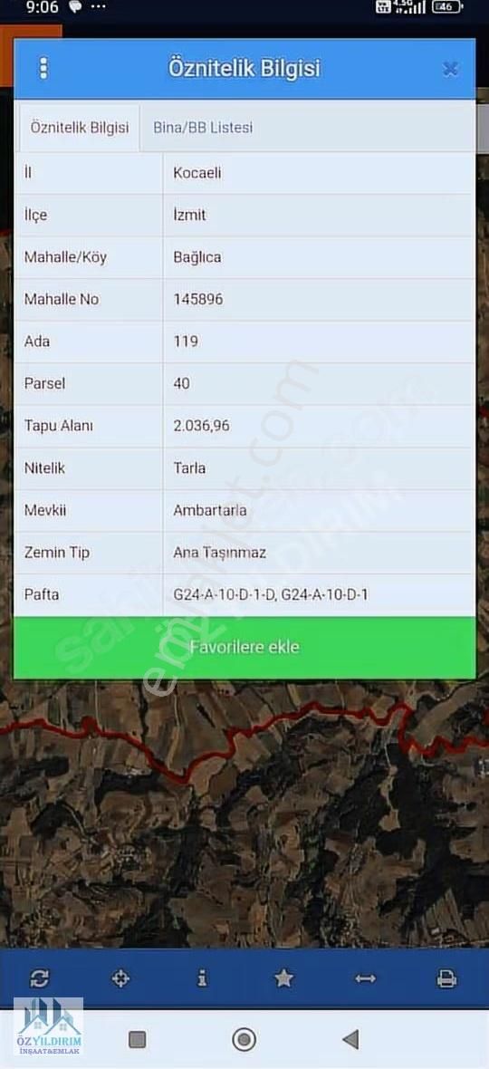 Kocaeli İzmit Bağlıca Da 2037m2 Yatırımlık Tarla