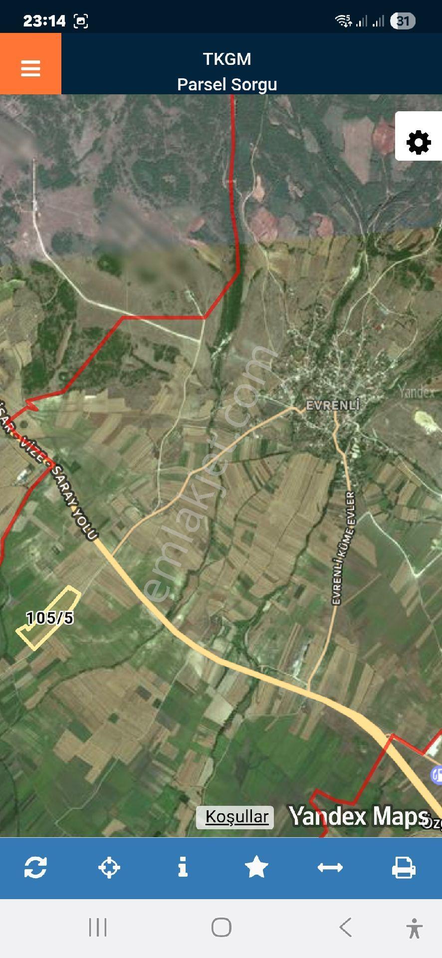 Kıklareli Vize Evrenli Mh Satılık 1550metre