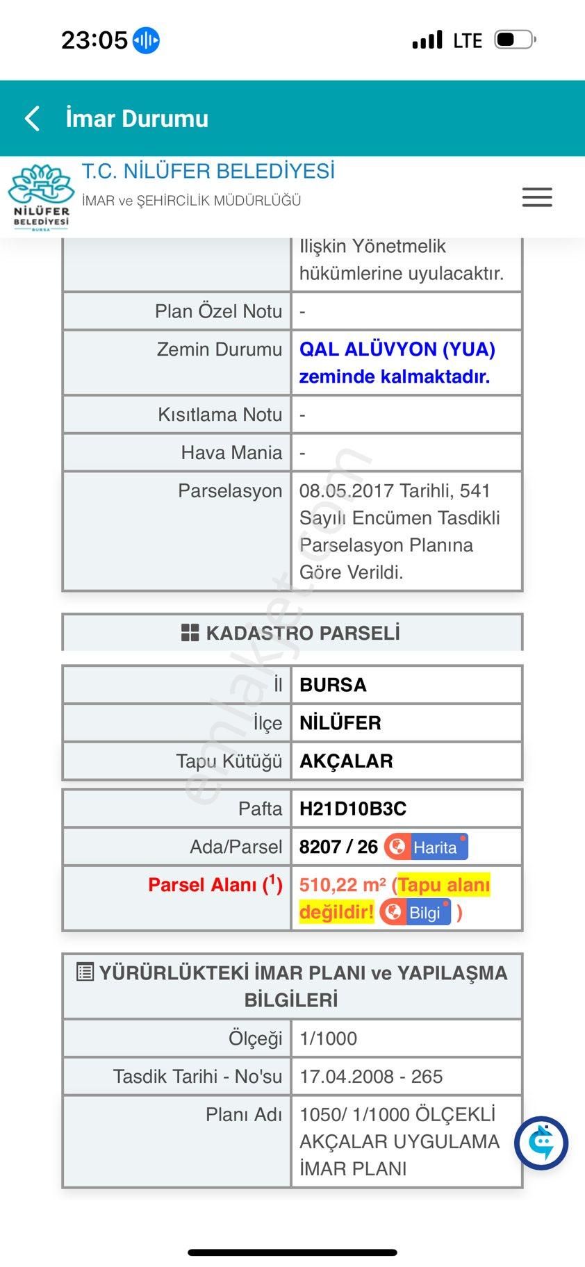 Nilüfer Akçalar Satılık 510 M2 Arsa - Görsel 3