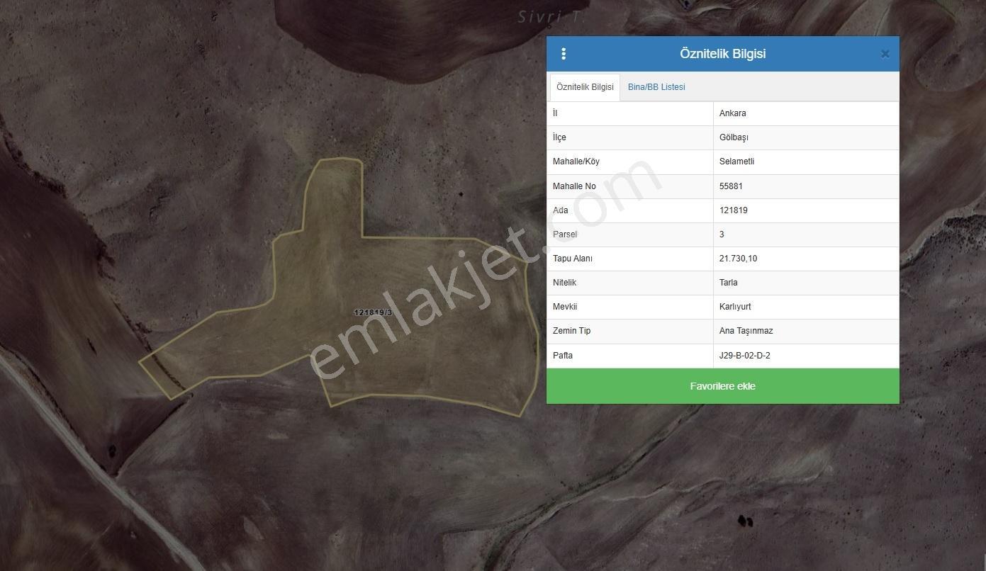 Gölbaşı Selametli De Tek Tapu 21.730 M2 Tarla Karadeniz Emlaktan