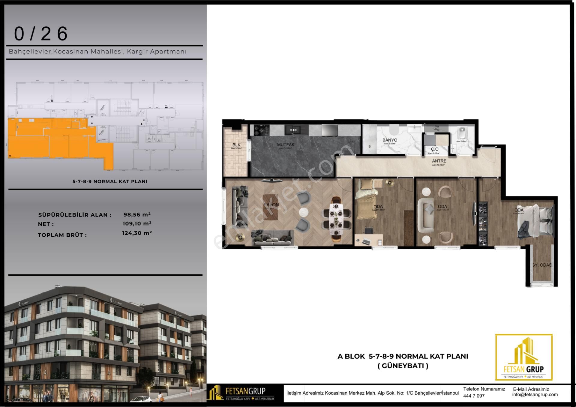 Fettahoğlu'ndan Bahçelievler'de 2027 Teslim | Projeden Fırsat | Güneybatı Cephe | 3+1 Köşe Daire - Görsel 2