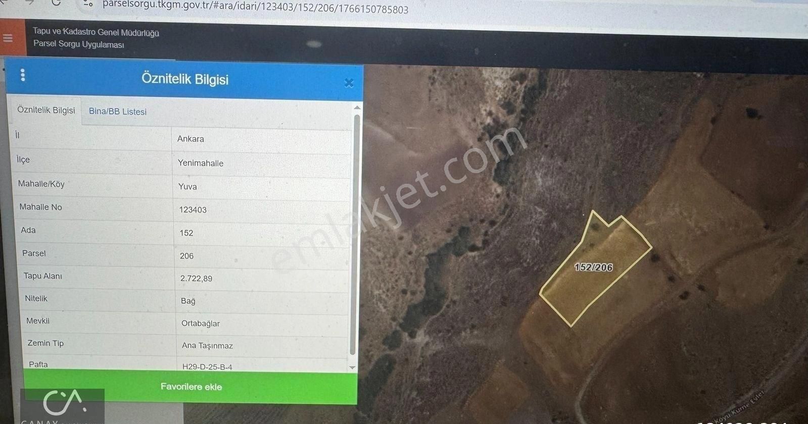 Yenimahalle Yuva Köy 152 Ada 206 Parsel 259 M² Hisse Satılık - Görsel 2