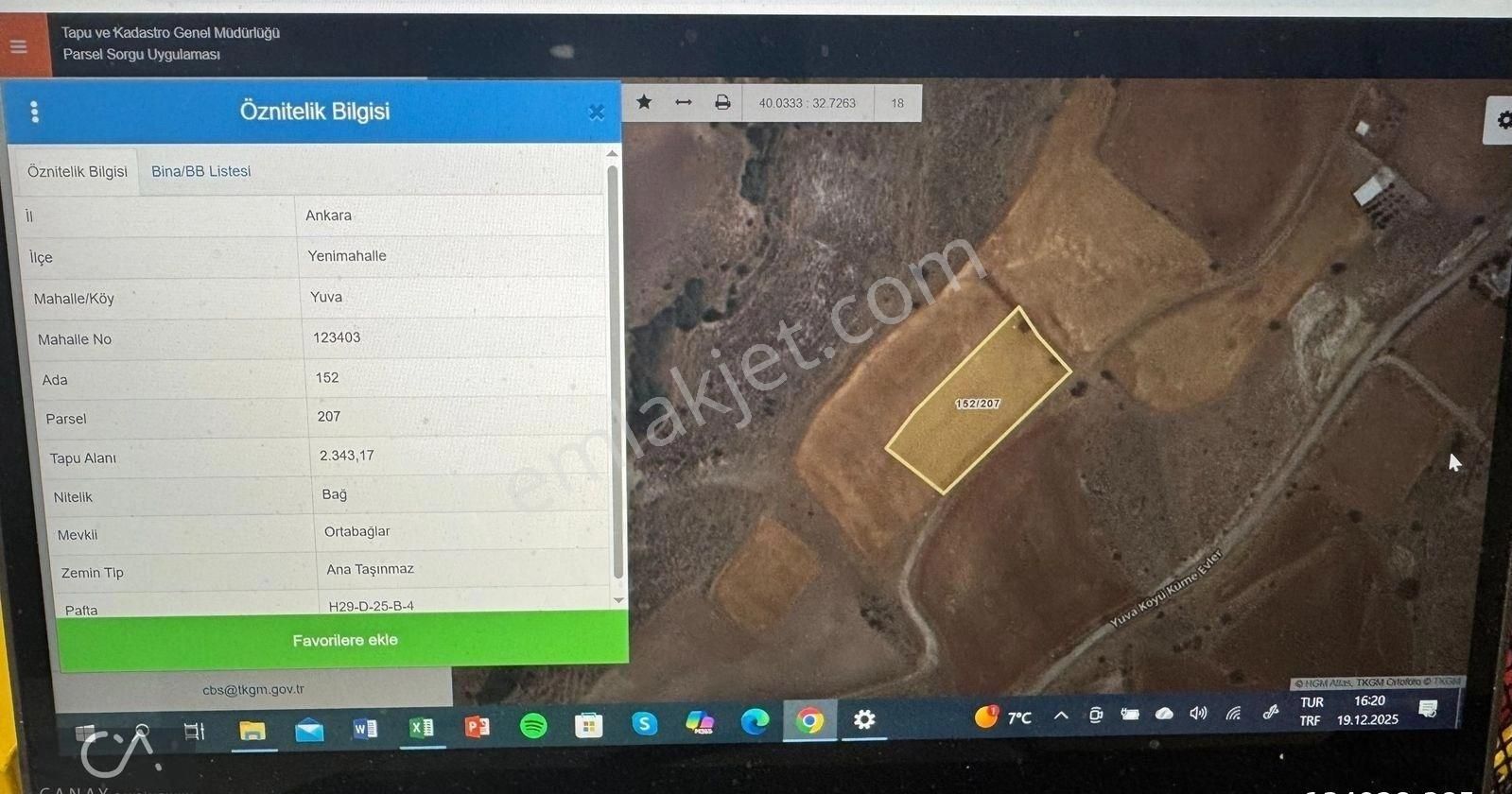 Yenimahalle Yuva Köy Toplam 2.343 M² Parselde 235 M² Hisse Satılık - Görsel 2