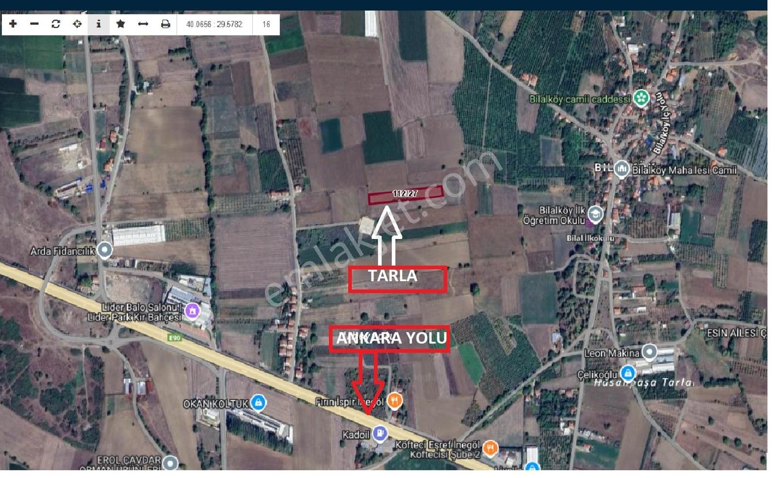 İnegöl Kulaca Da Satılık Mükemmel Tarla