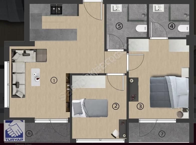 Bordo Yaşamda 2+1 Ebeveyn Banyolu Merkezi Konumda Harika Satılık - Görsel 14