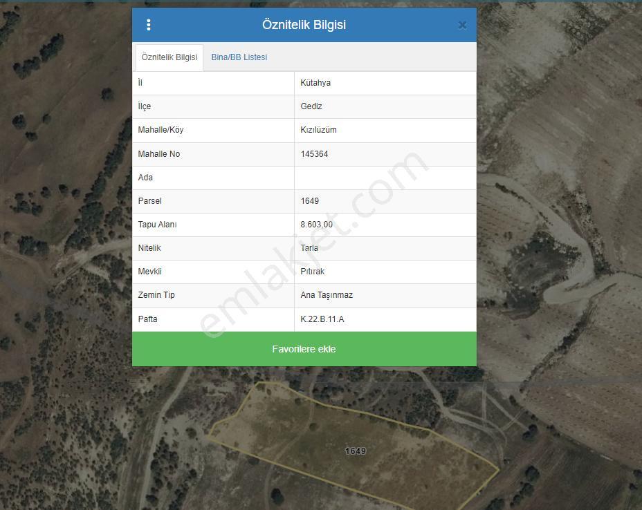 Kütahya Gediz Kızılüzüm Satılık 8600m2 Tarla - Görsel 7