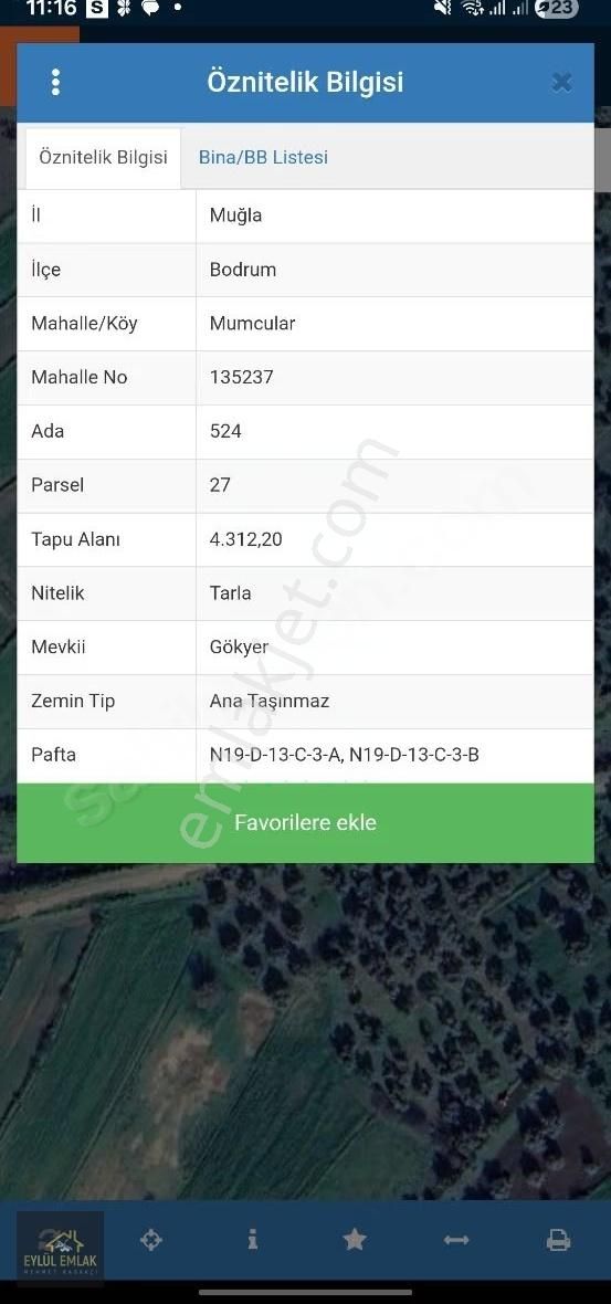 Bodrum Mumcularda 4.312 M² Yol Cepheli Kaçırılmayacak Fırsat