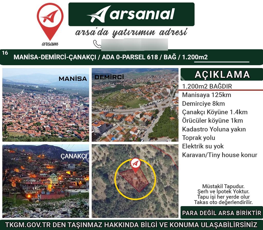 Manisa Demirci Çanakçı Satılık Bağ 1200m2
