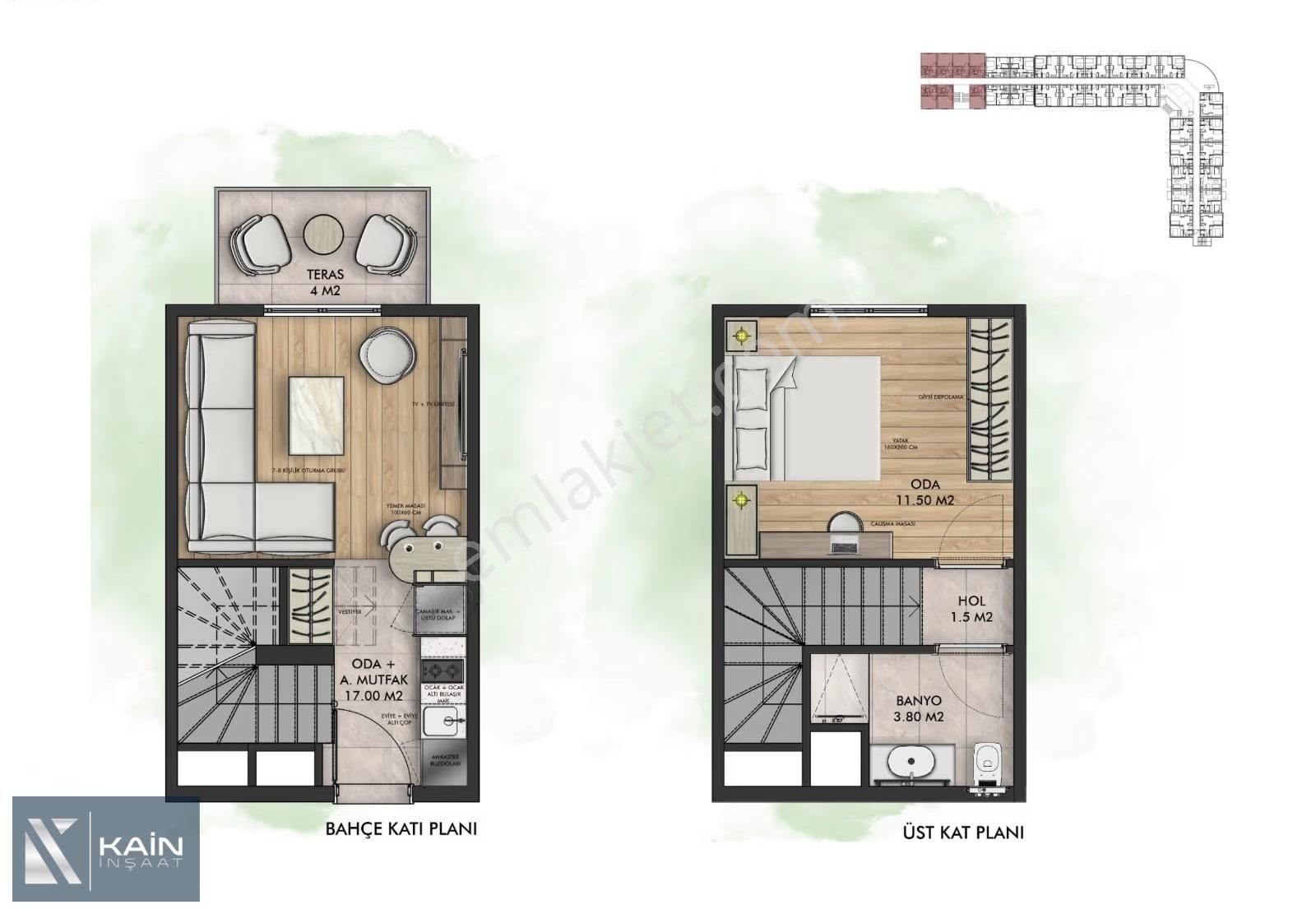 Skola Suites Projesinde 1+1 Dubleks Daire - Görsel 8