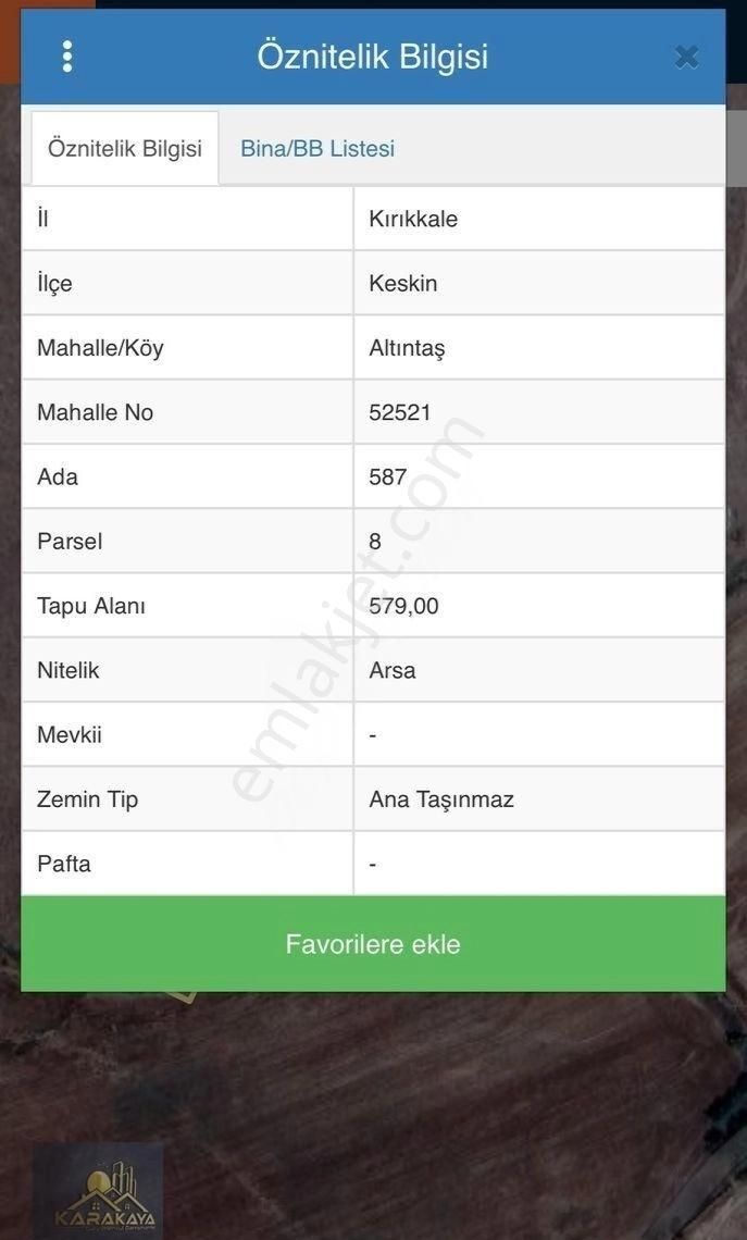 Keskin - Altıntaş Mahallesinde İmarlı Ve Tek Tapu 579m2 Satılık Arsa - Görsel 3