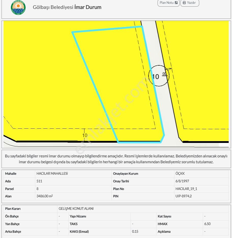 Gölbaşı Hacılar'da 3486m2 İki Villalık Satılık Arsa - Görsel 4