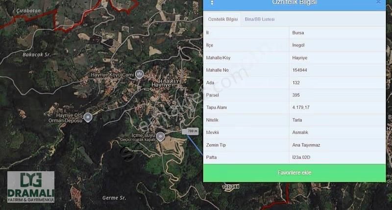 Bursa İnegöl Hayriye 4.179 M2 Tarla Dere Ve Yola Cephe Köye 700m - Görsel 2