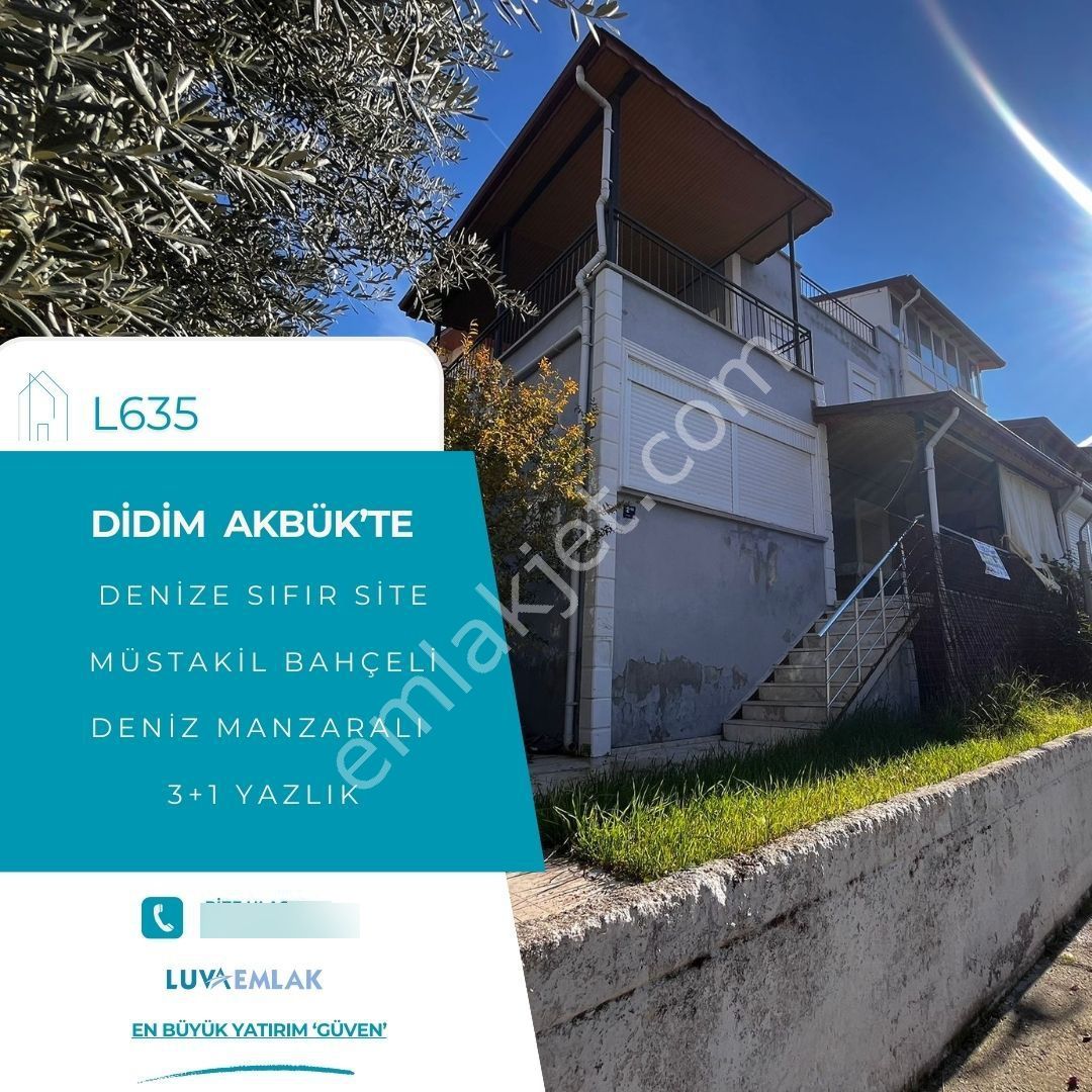 Didim Akbük'te Denize Sıfır Site İçerisinde Deniz Manzaralı Bahçeli 3+1 Yazlık