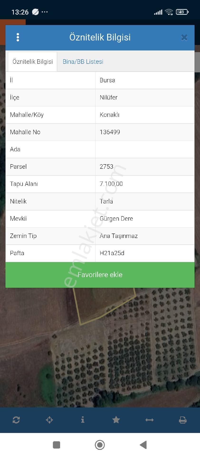 Nilüfer Konaklı Mahallesi 7 .100 Mt2 Tarla