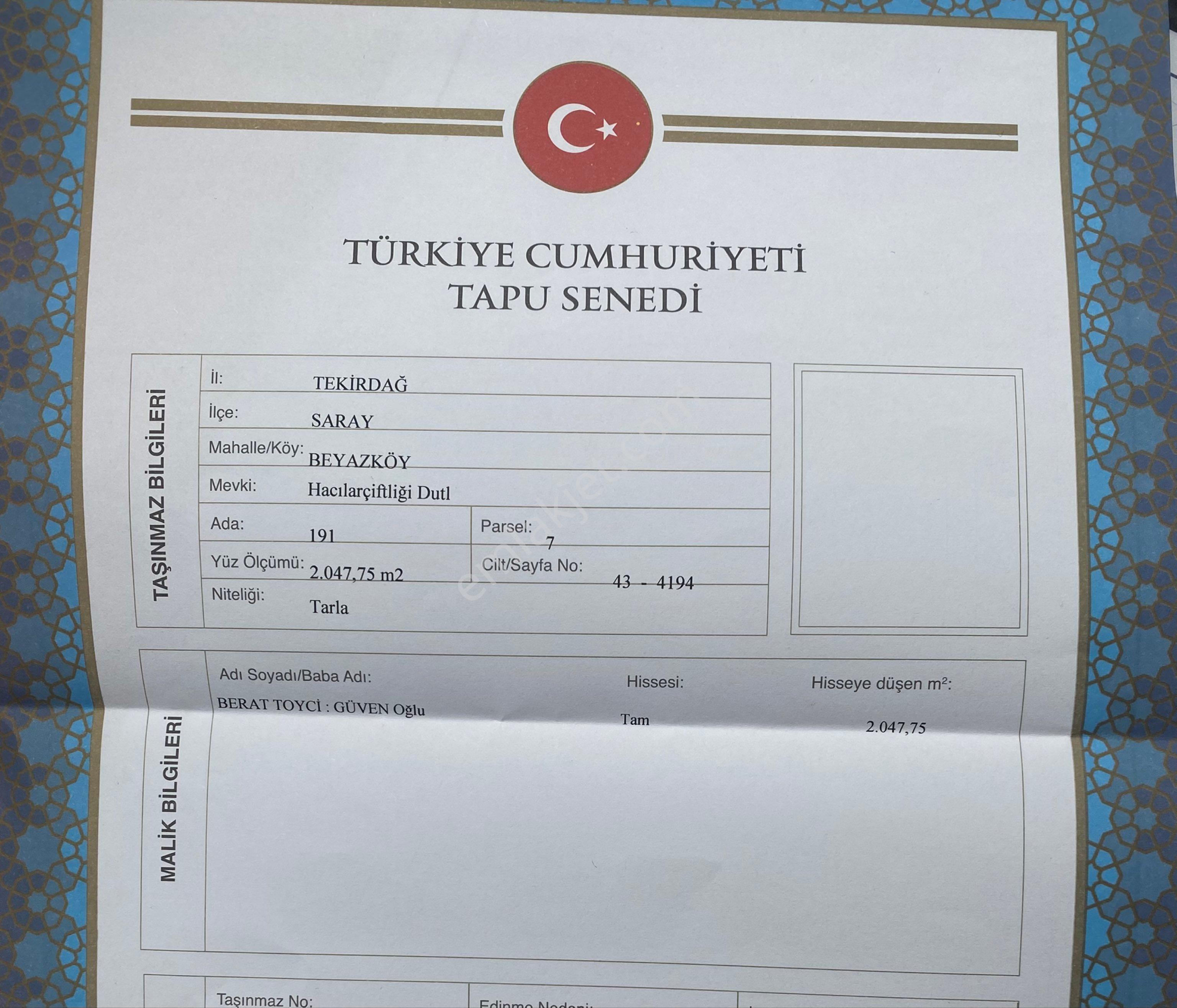Sahibinden 2047m2 Mahalleye Yakın Müstakil Tek Tapu - Görsel 2