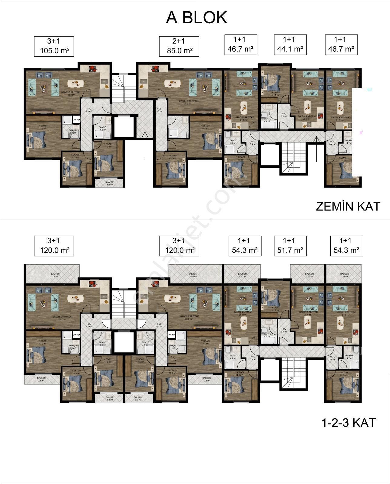 Konsept Sitede Satılık 1+1 Ve 3+1 Daireler - Görsel 16