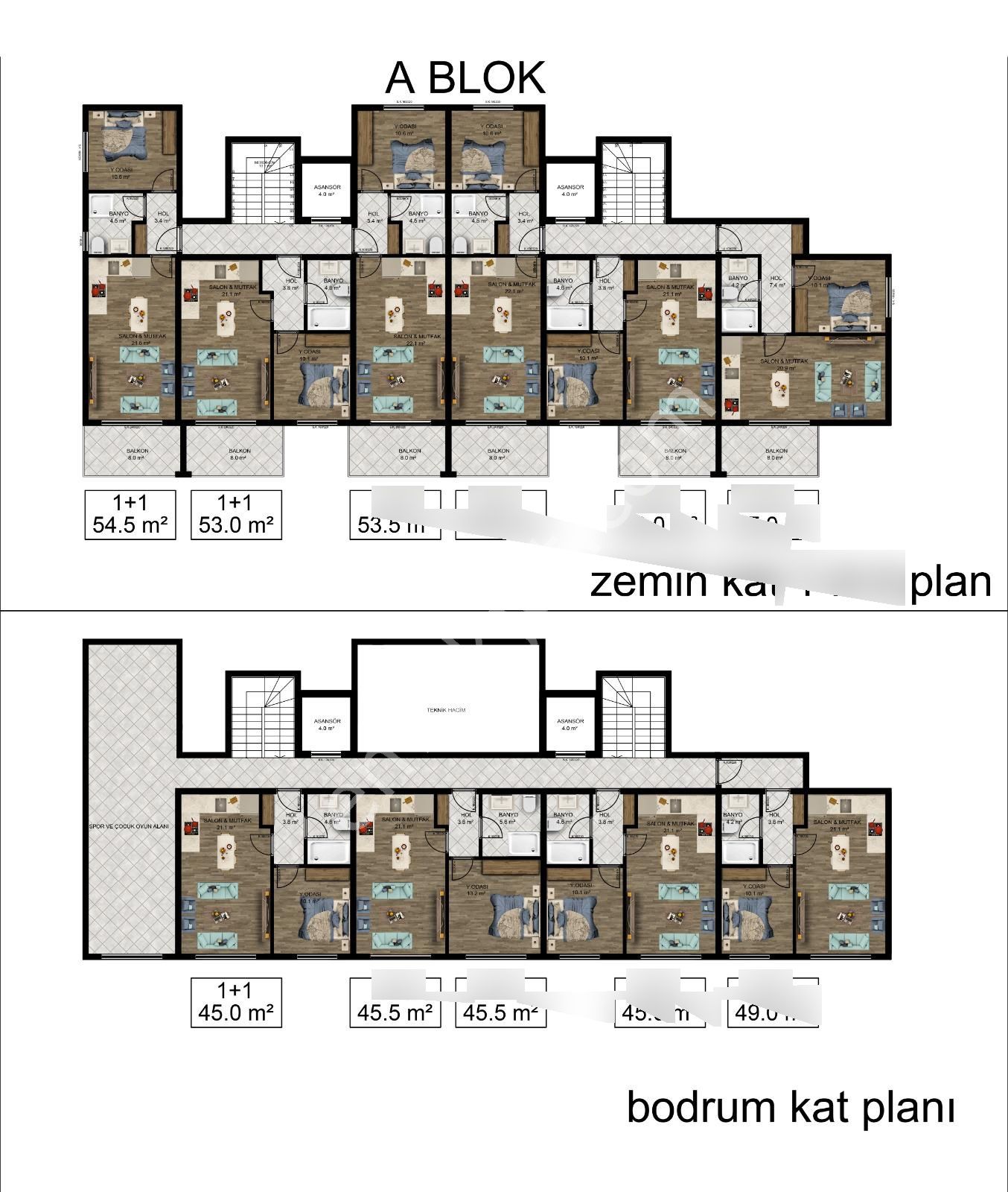 Konsept Sitede Satılık 1+1 Ve 3+1 Daireler - Görsel 18
