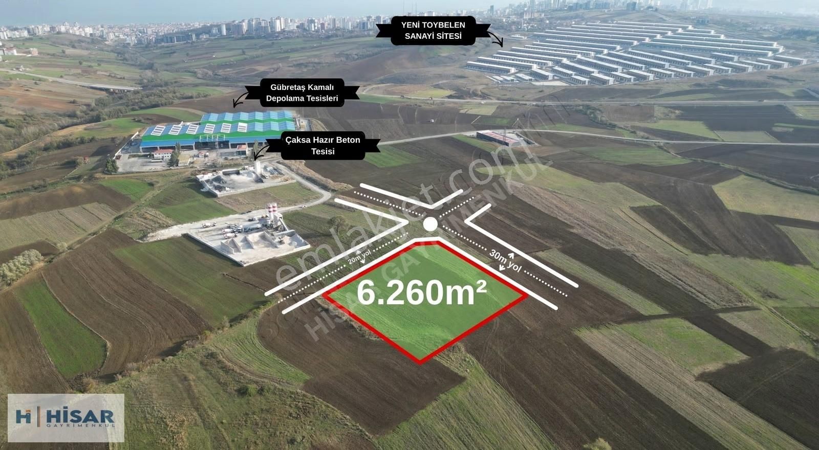 Hisardan Kamalıda 307 M2 30 M Yola Cephe Sanayi İmarlı Arsa