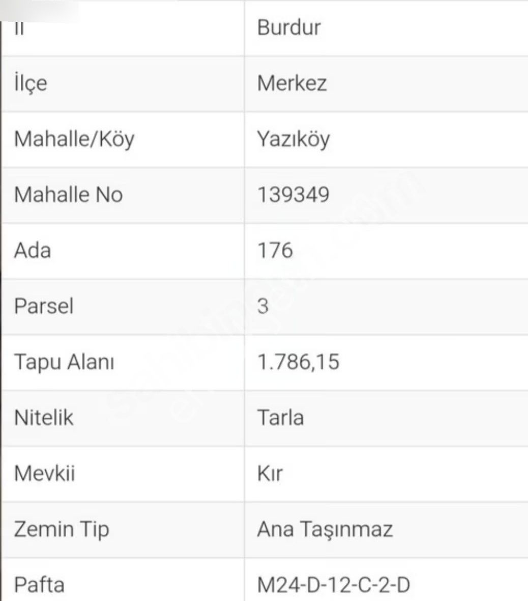 Burdur Yazıköy De Satılık Tarla - Görsel 2