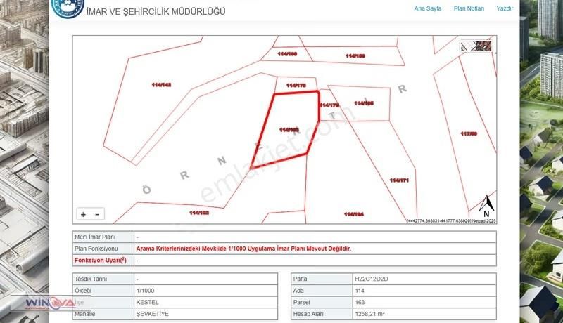 Winova| Kestel Şevketiye Köyünde Yatırımlık Tarla !