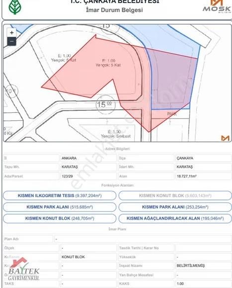 Çankaya Karataş'ta İmar Planı Üzerinde Satılık 8750m² Arazi - Görsel 3
