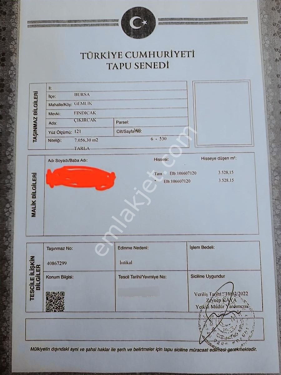 Emniyet Emlak Ofisi Gürsu/bursa Satılık Fındıcak 7.056 M2 Tarla - Görsel 3