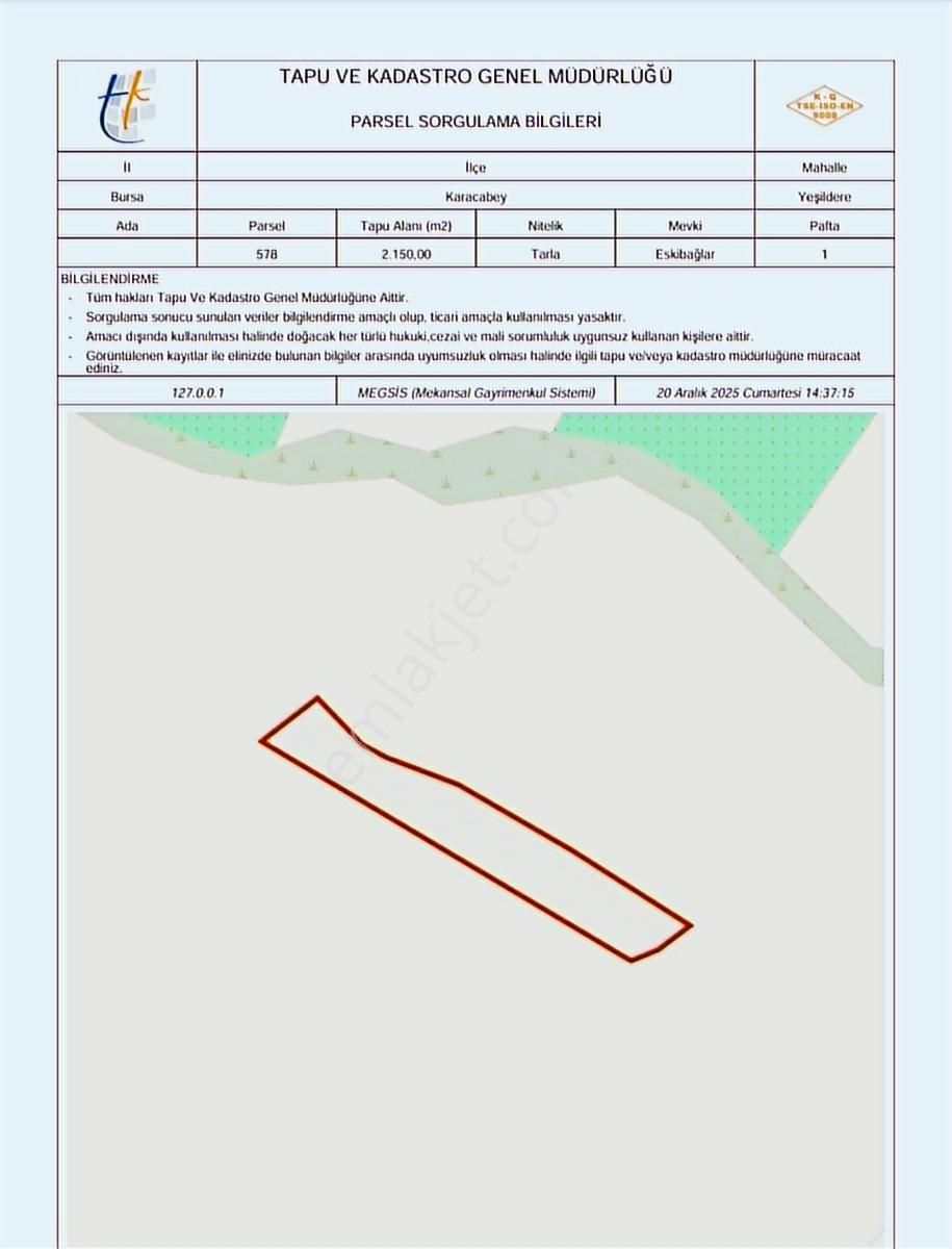 Bursa Karacabey Yeşildere Satılık Tarla: 1.580.000 Tl - Görsel 4