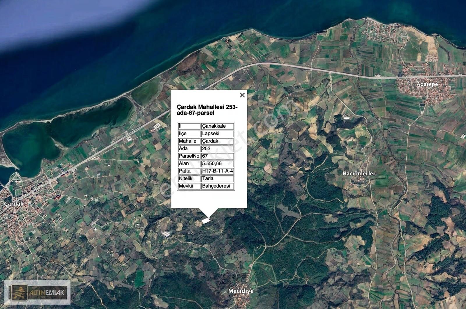 Lapseki Çardak Yatırımlık 5.550 M2 Müstakil Parsel