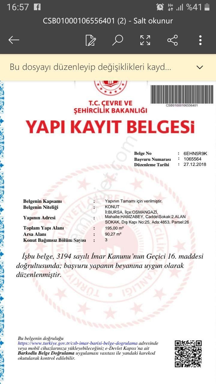 Bursa Osmangazi Muradiye Hamzabey Satılık Daire - Görsel 3
