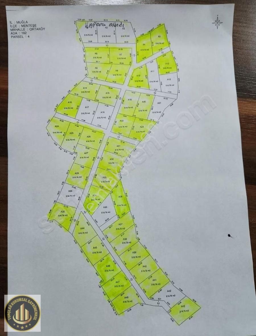 Muğla Menteşe Ortaköyde Rızai Taksimi Yapılmış1040 M² Yatırımlık - Görsel 15