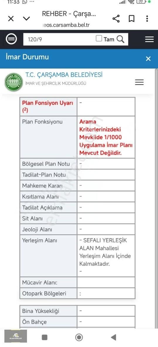 Alan Emlaktan Çarsamba Sefalida Tam Yatırımlık Bir Arsa Kaçmaz - Görsel 7