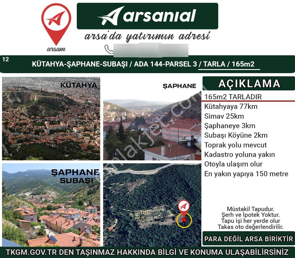 Kütahya Şaphane Subaşı Satılık 164 M2 Tarla