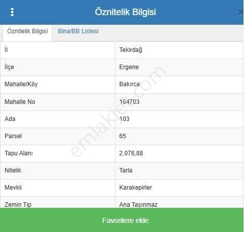 Beka Gm Ergene Bakırca'da Müstakil Tapu 2076m2 Satılık Tarla - Görsel 2
