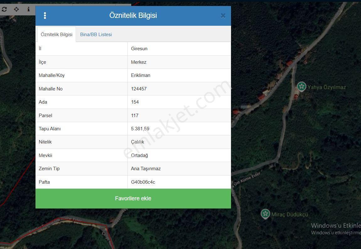 Giresun Merkez Erikliman Köyün De Satılık 5381 M2 Fındık Bahçesi