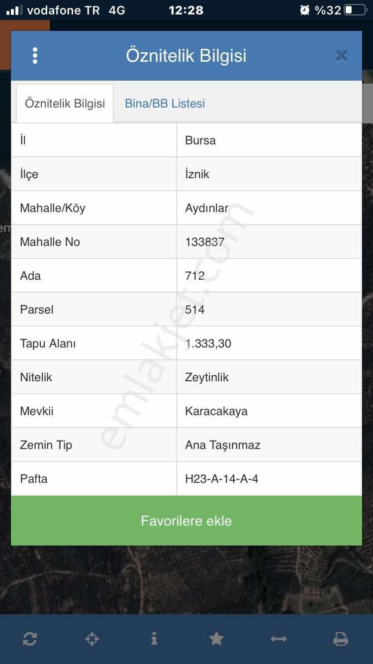 Beynil'den İznik Aydınlar'da 1300 M2 Göl Manzaralı Tarla