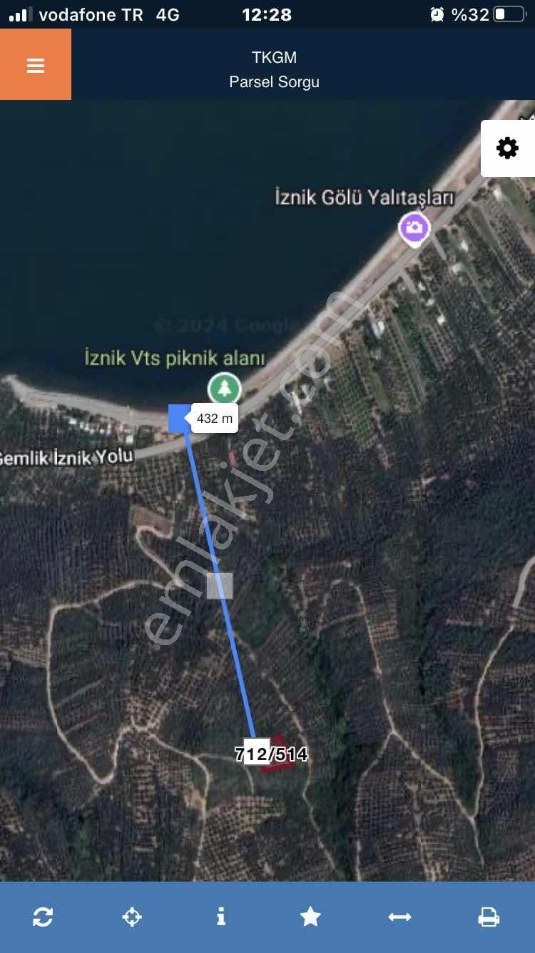 Beynil'den İznik Aydınlar'da 1300 M2 Göl Manzaralı Tarla - Görsel 3