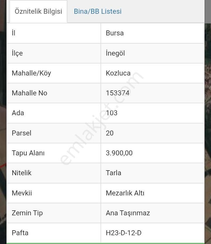 Bursa İnegöl Kozluca Mah 3.900m2 Satılık Tarla - Görsel 2