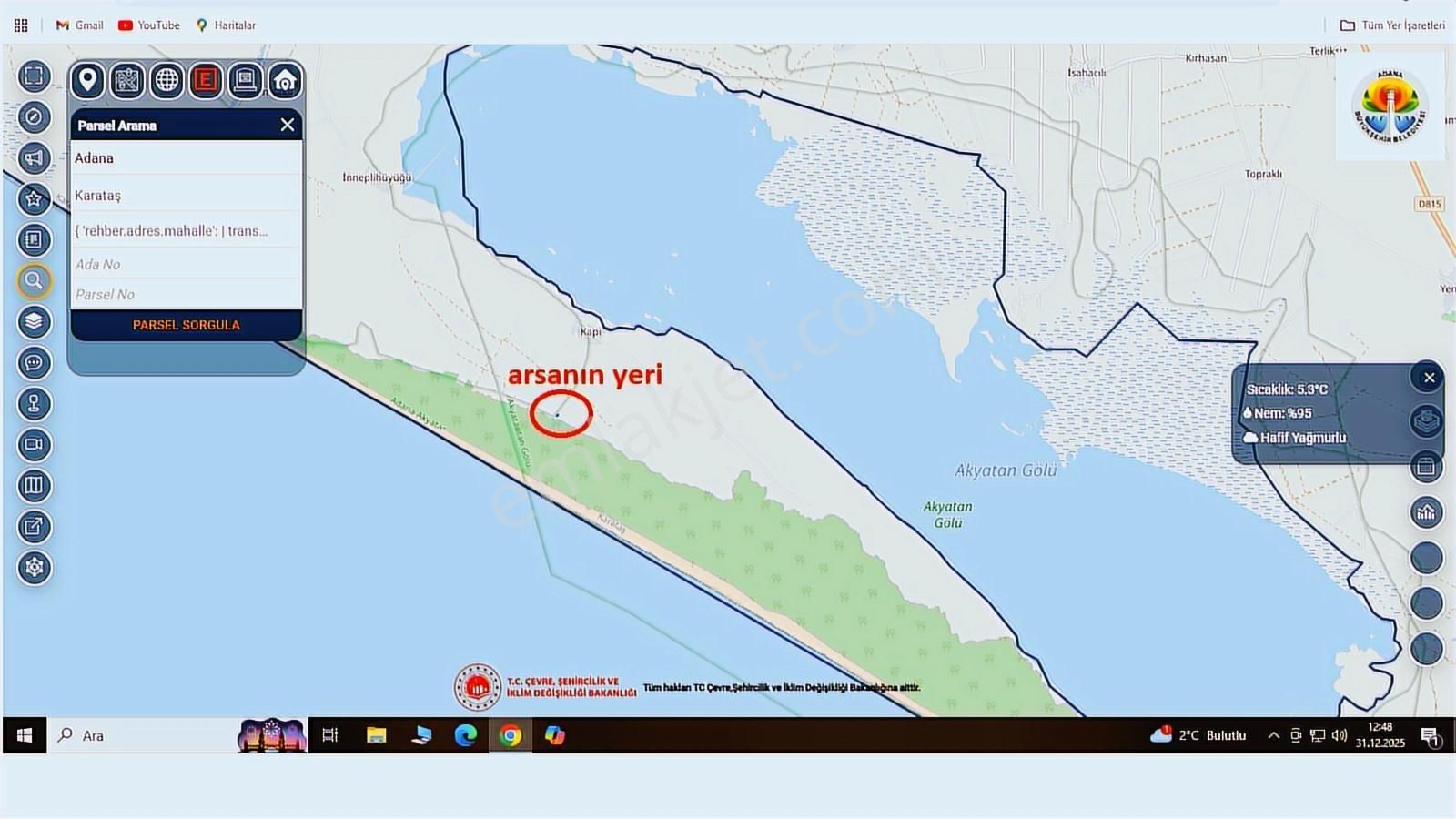2 Parsel Yan Yana 400 M'2 Denize 1 Km Mesafede Acil Satılık
