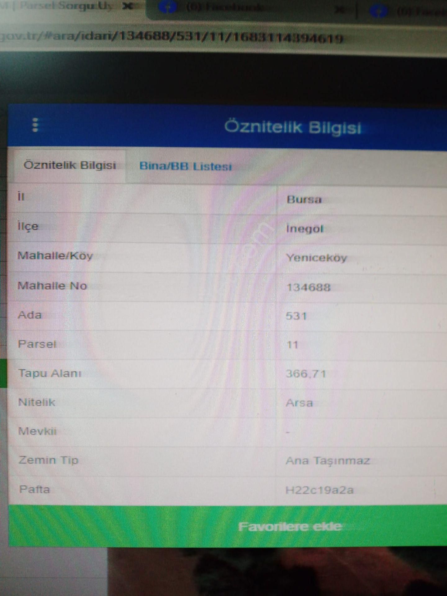 Bursa İnegöl Yenice Köy Mah 3ayrı Parsel Para İle Alınırsa 14.000.000.takas 4 Daire Satılık Arsa